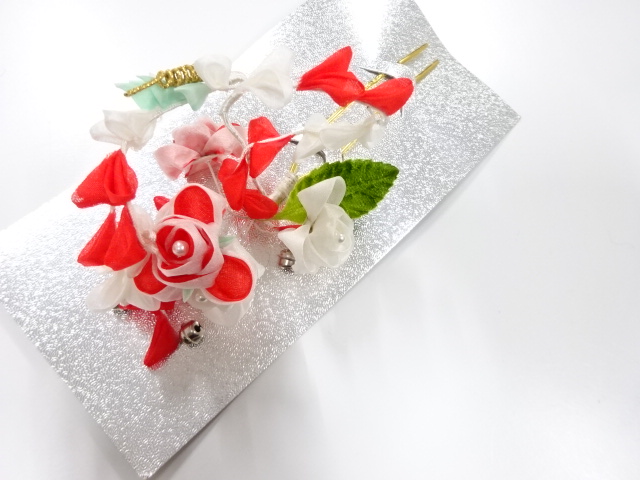 アンティーク　つまみ細工　びらびら簪